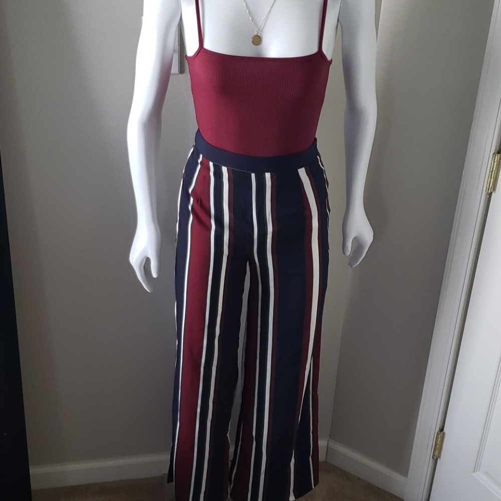 Striped wideleg pants